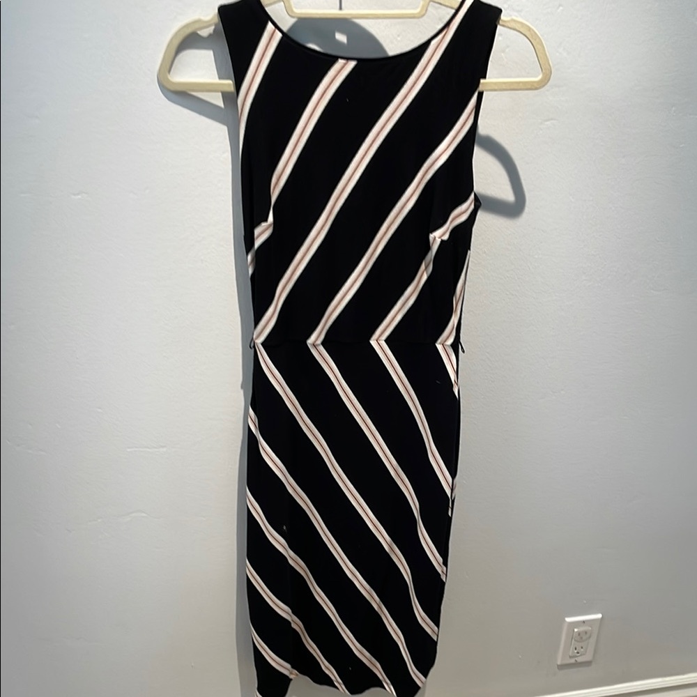 Elegant Black and White Striped Dress
